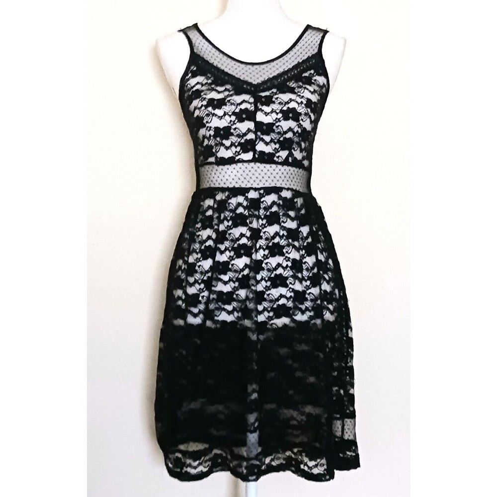 Royal Bones Daang Goodman Blk Sheer Lace Knee Length Dress Sz S Tripp NYC